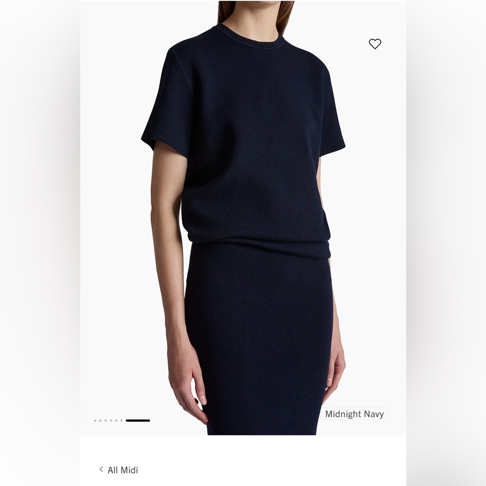 KHAITE Midnight Navy Knit T-Shirt Midi Dress